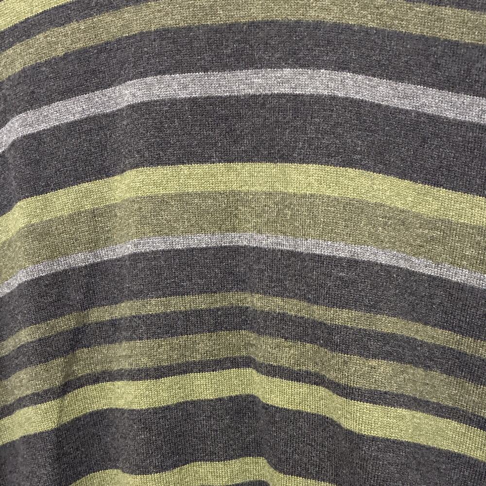 Claiborne Men's XL Green Black Gray Striped V-Neck Cotton Knit Pullover - Picture 3 of 5